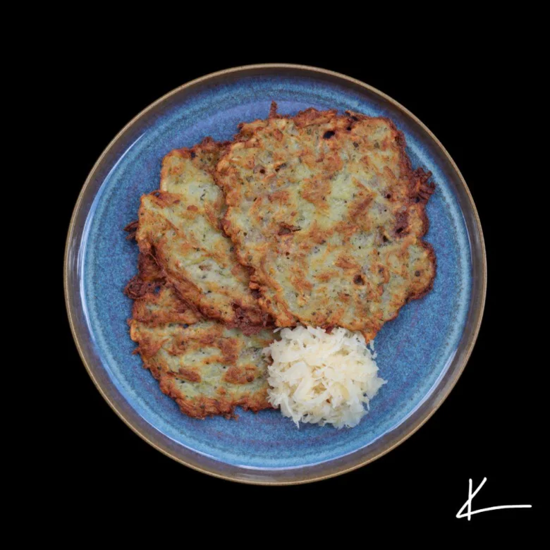 Fried potato pancakes with sauerkraut