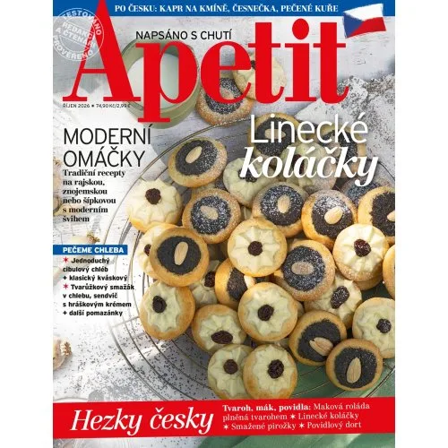 České sušenky s ořechy na talíři v časopise Appetit.