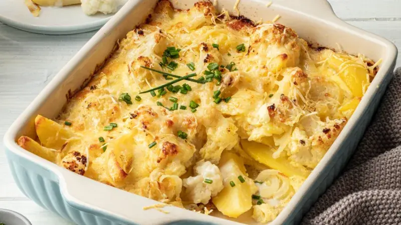 Baked cauliflower and potato casserole