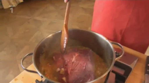 Meat cooking in pot