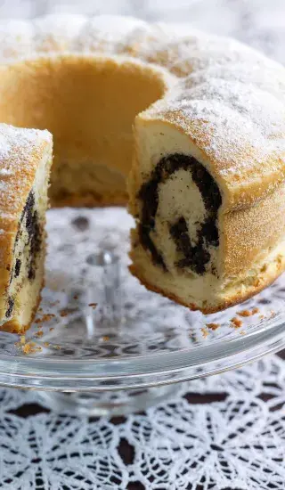Poppy seed bundt cake slice