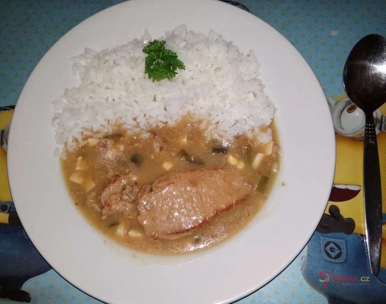 Pork with sauce and rice