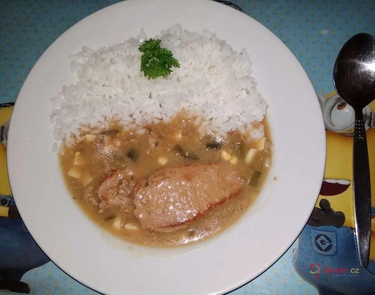 Pork with sauce and rice