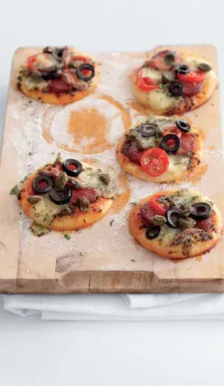 Mini pizzas on board