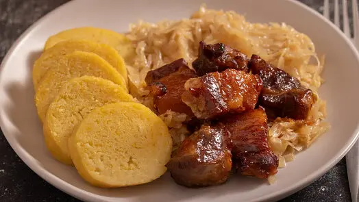 Braised pork with dumplings and sauerkraut