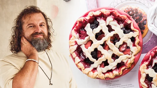 Man with berry lattice pie