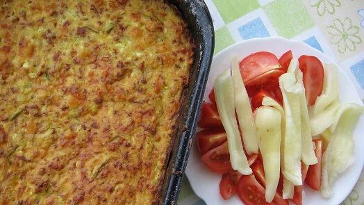 Zucchini casserole with tomatoes and cheese